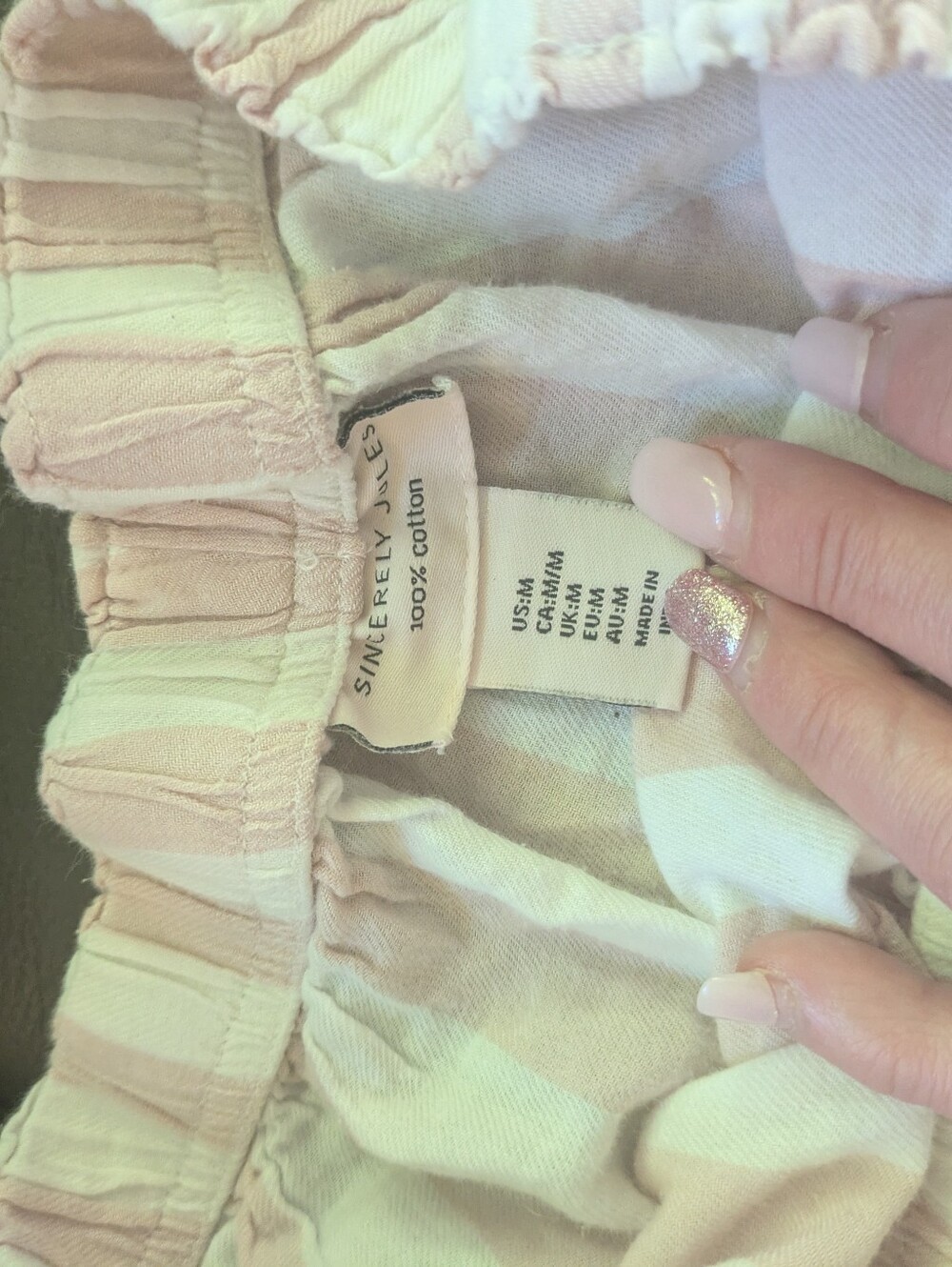 Sincerely Jules Pink and White Striped Cotton Short